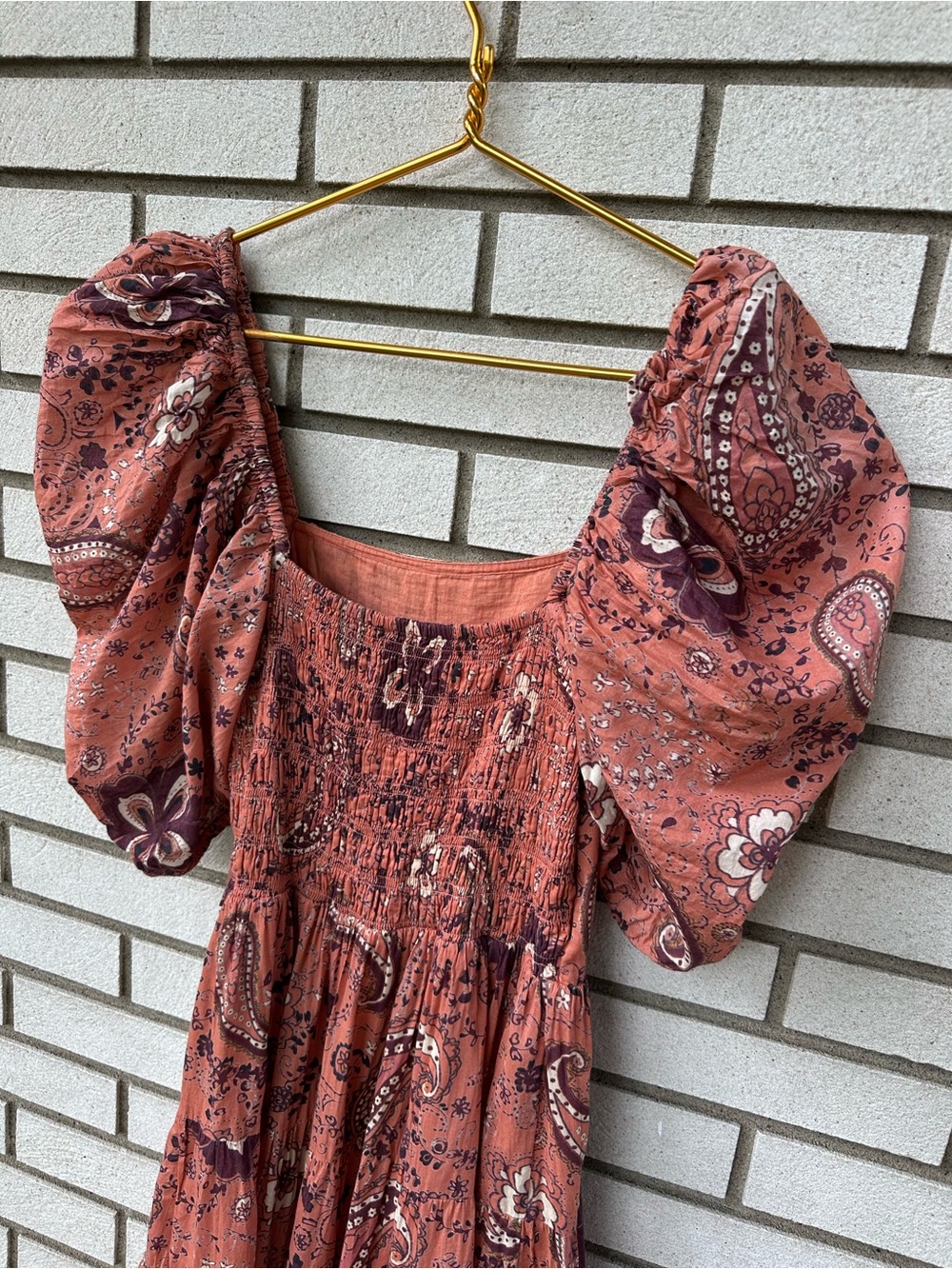 Cleobella Brielle Midi Dress S Rhode Paisley Organic Cotton Puff Sleeve Boho - Picture 13 of 13